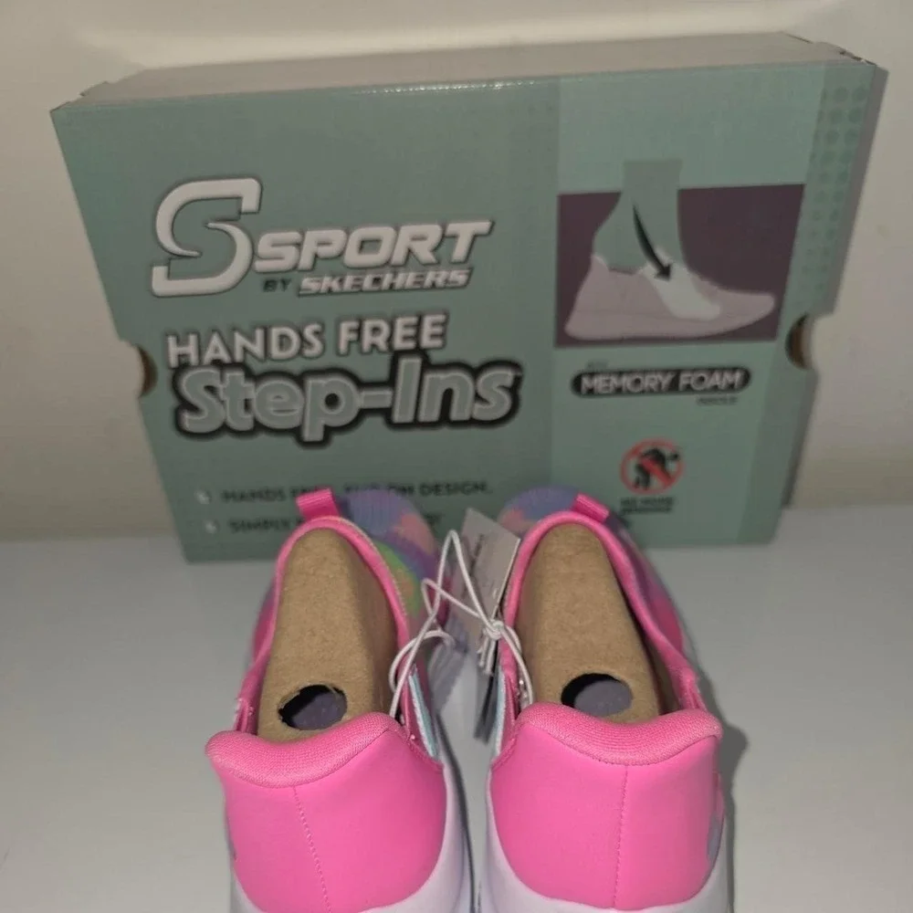 S Sport by Skechers Kids Hands Free Step-Ins Tie Dye Slip On Sneakers Pink Multi
